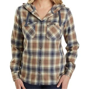 Women’s Carhartt Relaxed Fit Hooded Plaid Flannel Shirt | Small (4/6)